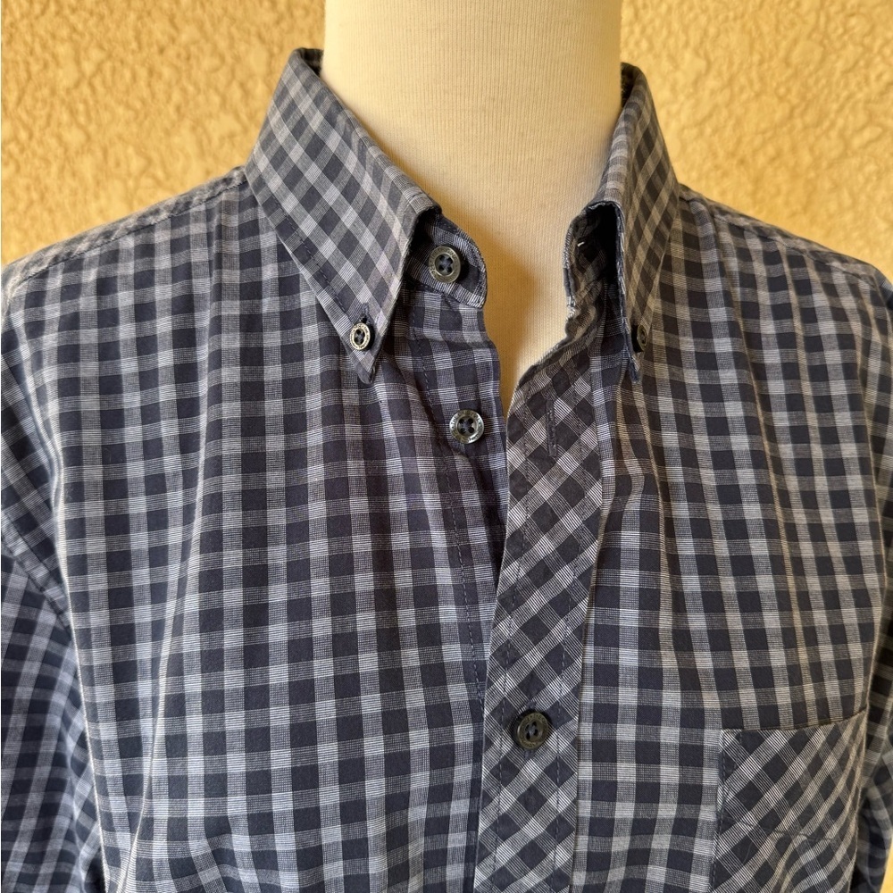 Ben Sherman Men's Plaid Blue and Gray Casual Button Down Long Sleeve Shirt M EUC - Picture 4 of 11